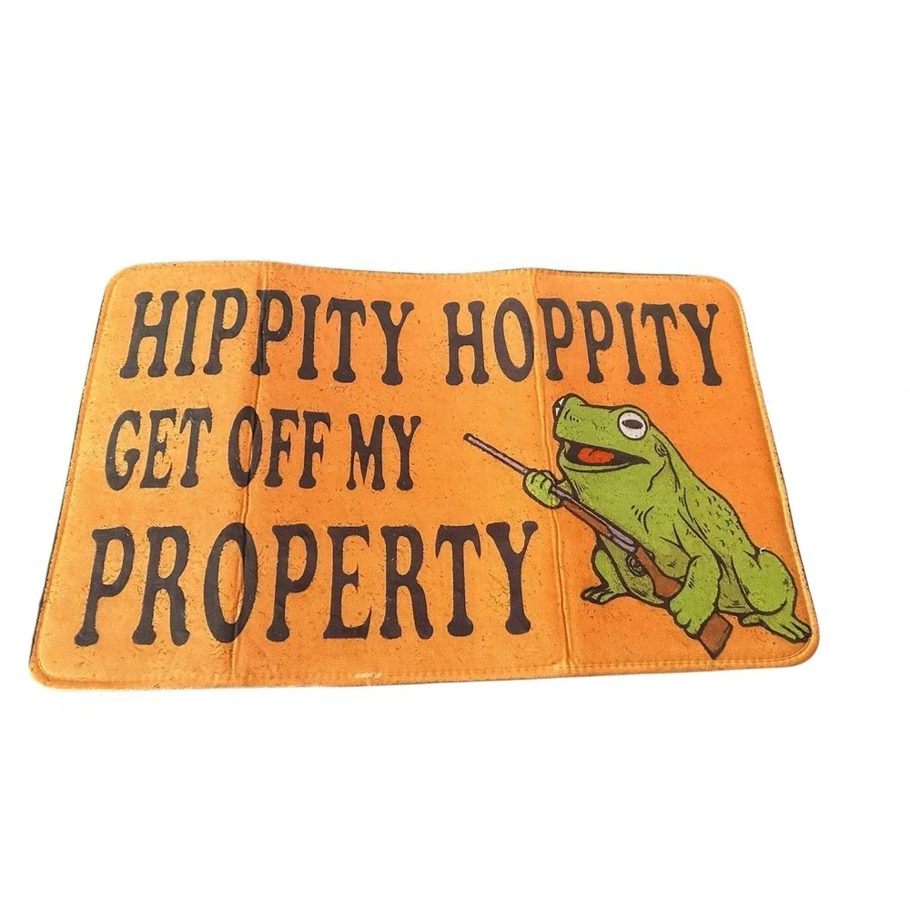 NEW‎ novelty home decor rug frog pew hippity hoppity get off my property padded